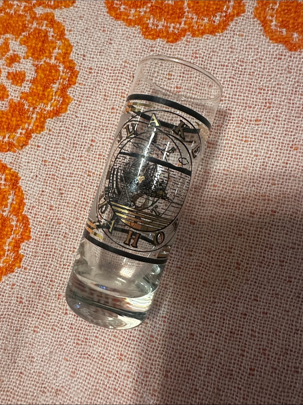 Vintage Casino Shot Glass with metallic lettering & design